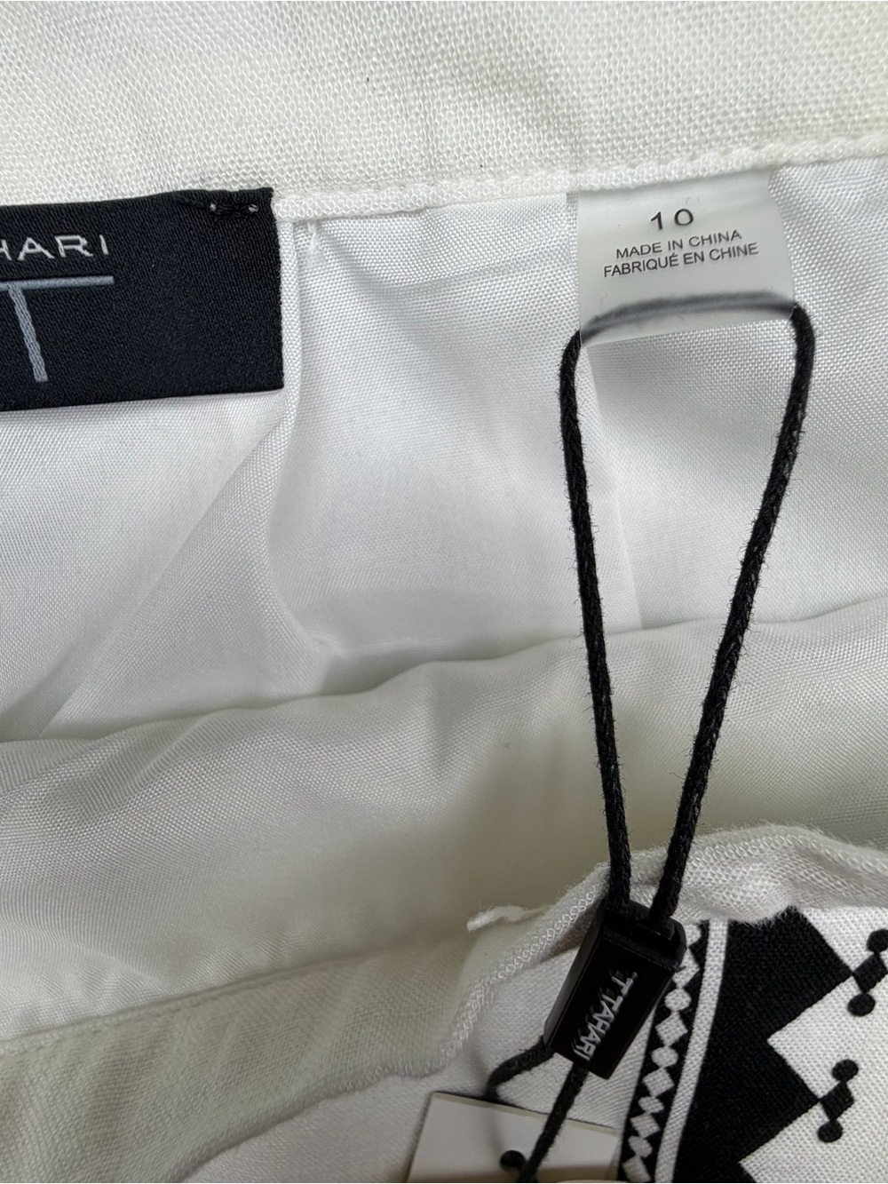 NWT Tahari White Black Geo Pattern Linen Blend Midi Maxi Skirt Size Medium - Picture 8 of 15